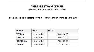 orario apertura straordinaria